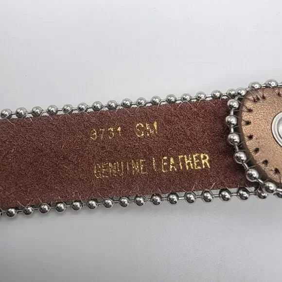 Nocona Western Heart Concho Rhinestone Leather Belt Cowgirl Rodeo Boho - Picture 6 of 7